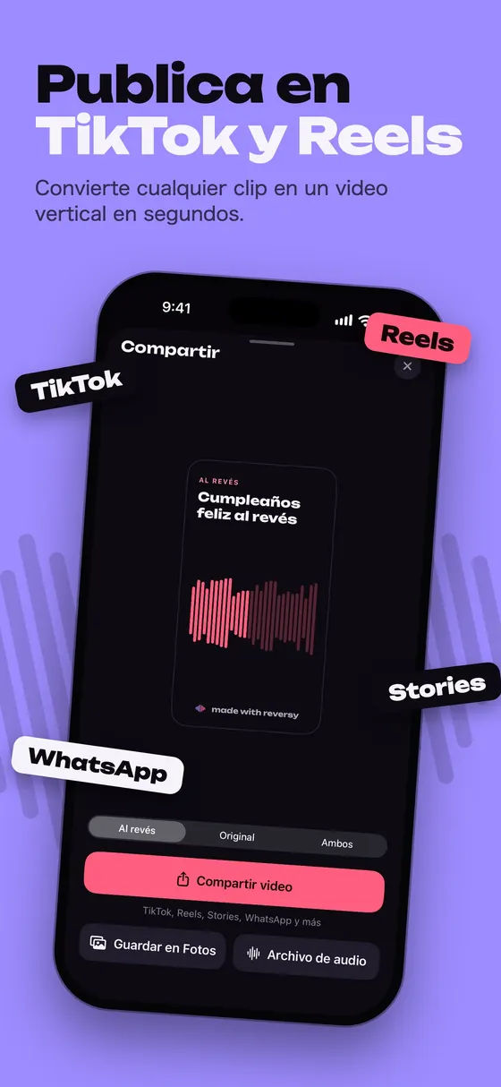 Comparte un clip al revés como video en TikTok y Reels