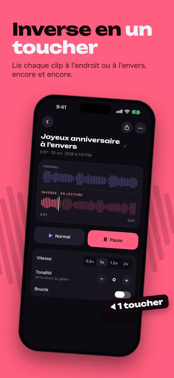 Reversy lit n’importe quel enregistrement à l’envers d’un toucher
