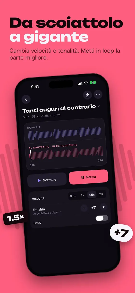 Effetti di tonalità e velocità di Reversy